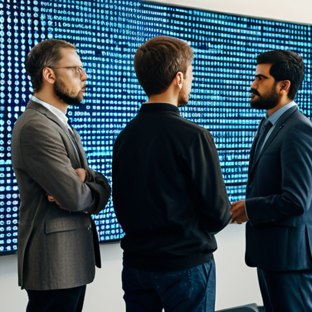 Ethical Concerns of Pattern Recognition**

"A diverse group of people looking concerned in front of a digital screen displaying complex algorithms, representing privacy concerns and potential bias in AI. The scene takes place in a modern, slightly futuristic conference room. Everyone is fully clothed in professional, modest attire. Safe for work. Appropriate content. Perfect anatomy. Natural proportions. Professional, family-friendly image. Focus on conveying the ethical dilemmas."

**